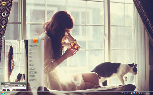 阳光猫咪女孩Win8主题
