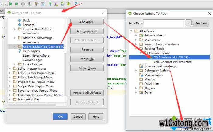ҵ External tool > VS Emulator (4.4 API 19) ȻOK